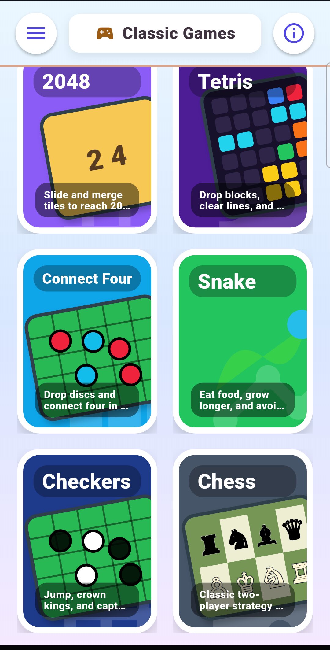 Classic Games screenshot 1